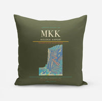 Thumbnail for Molokai Airport (MKK) design on green army pillow