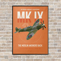 Thumbnail for Supermarine Spitfire Mk IX vertical canvas print - framed - orange background
