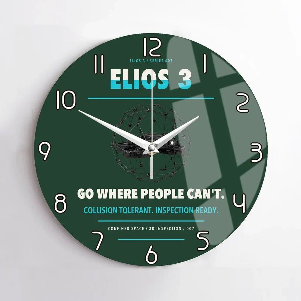 Flyability Elios 3 design on dark green no frame wall clock