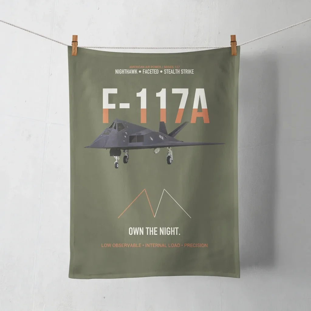 F-117A Nighthawk Own The Night design on green army towel