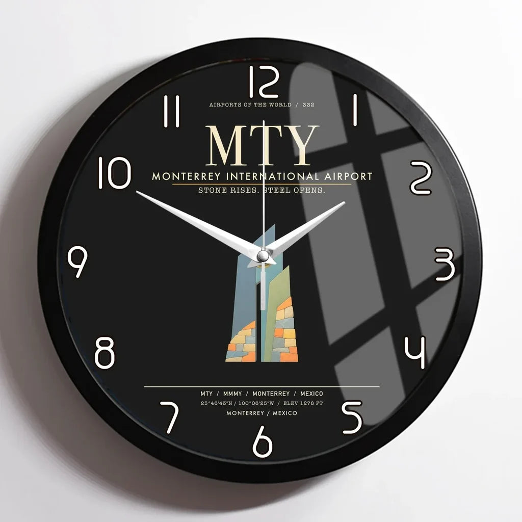 Monterrey International Airport MTY Wall-Clock Framed - Black