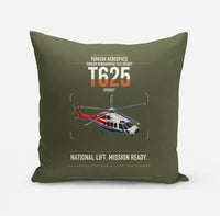 Thumbnail for Turkish Aerospace T625 Gökbey design on green army pillow