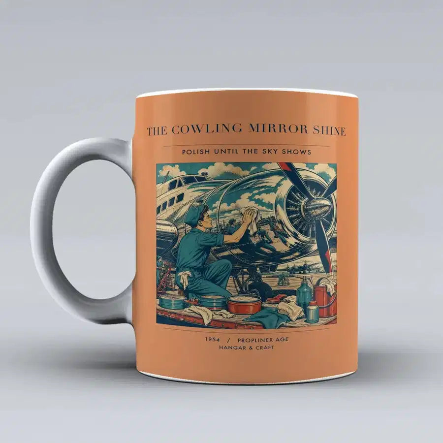 VINTAGE G4262 - The Cowling Mirror Shine - Ceramic Mug design on orange