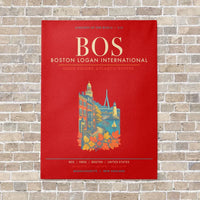 Thumbnail for Boston Logan International Airport BOS - Canvas Framed - Red
