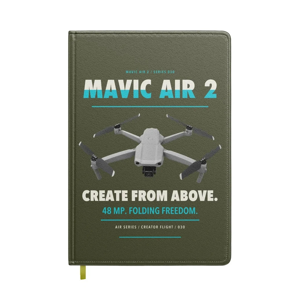 DJI Mavic Air 2 design on green army notebook