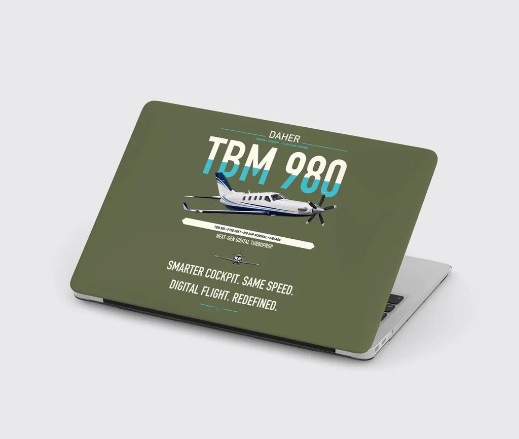 Daher TBM 980 design on green army MacBook case
