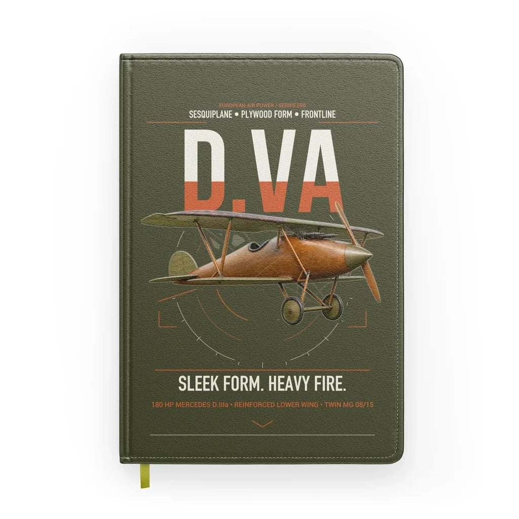 Albatros D.Va design on green army notebook