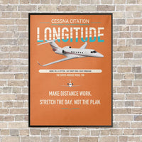 Thumbnail for Cessna Citation Longitude vertical canvas print - framed - orange background