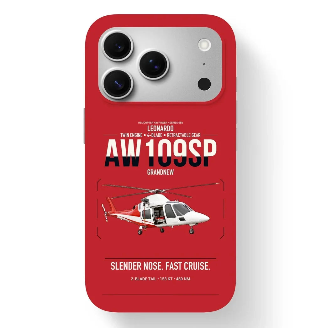 Leonardo AW109SP GrandNew design on red magsafe iphone case, for iPhone 17 Pro