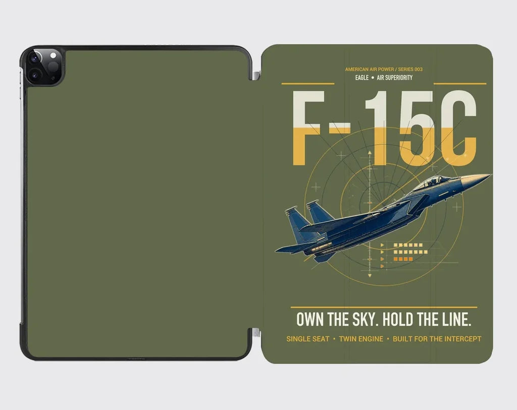 F-15C Eagle design on green army ipad tablet case