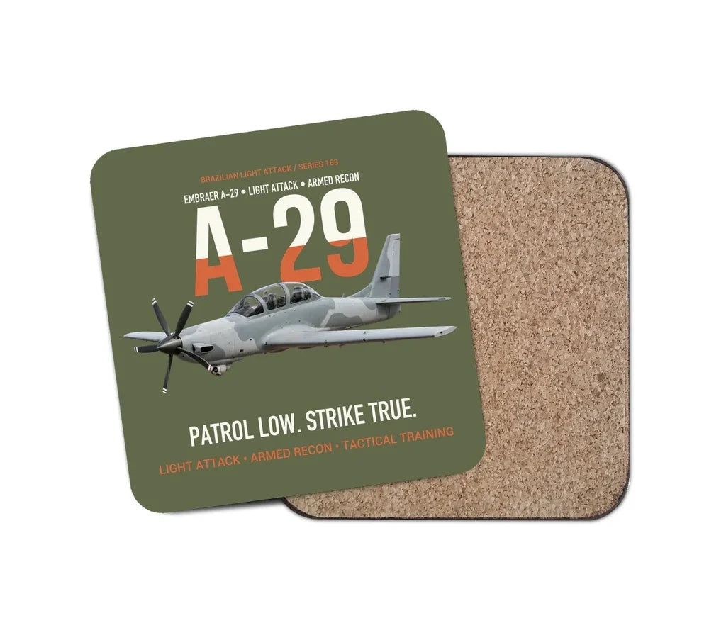 A-29 Super Tucano Light Attack design on green army 1 piece coaster