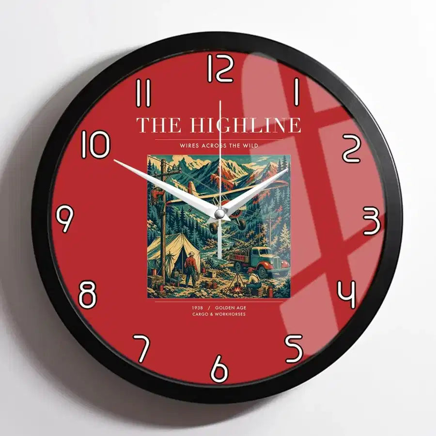 VINTAGE G4051 - The Highline - Designed Wall Clocks design on red framed