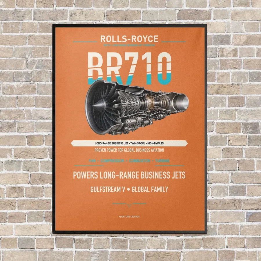 BR710 vertical canvas print - framed - orange background