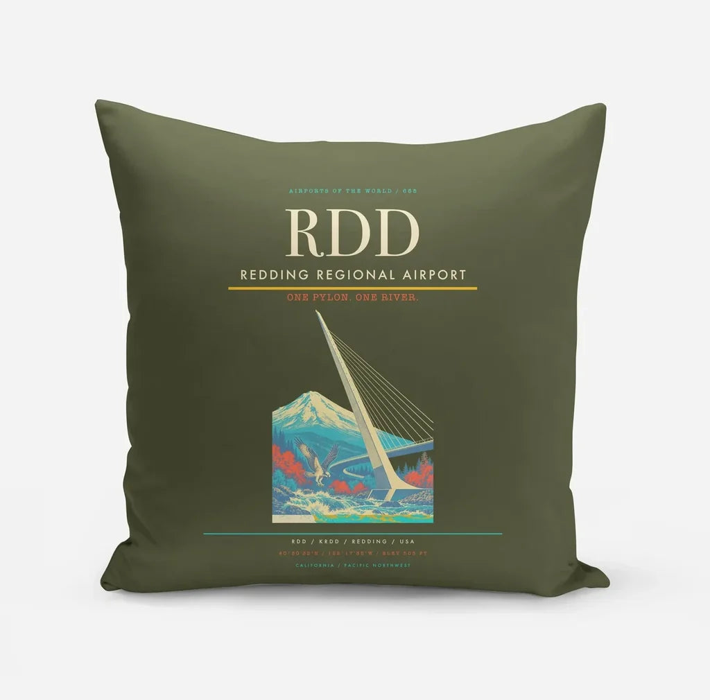 Redding Regional Airport (RDD) design on green army pillow
