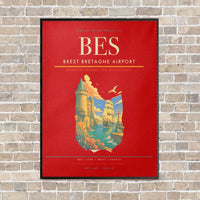 Thumbnail for Brest Bretagne Airport BES - Canvas Framed - Red