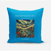 Thumbnail for VINTAGE G4061 - The Monsoon Run - Designed Pillows design on turquoise