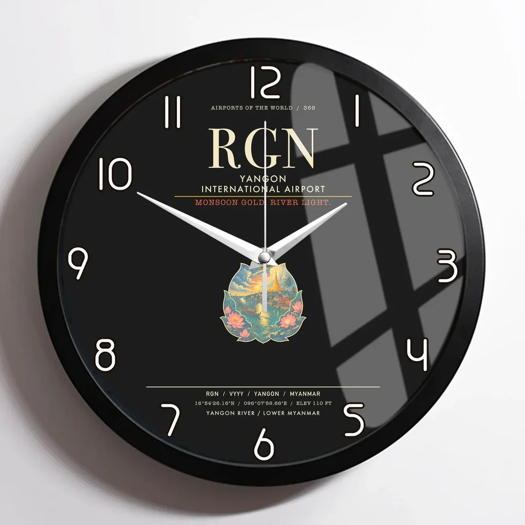 Yangon International Airport RGN Wall-Clock Framed - Black