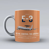 Thumbnail for E-3 Sentry AWACS design on orange ceramic mug, double-side print