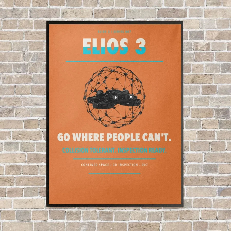 Flyability Elios 3 vertical canvas print - framed - orange background