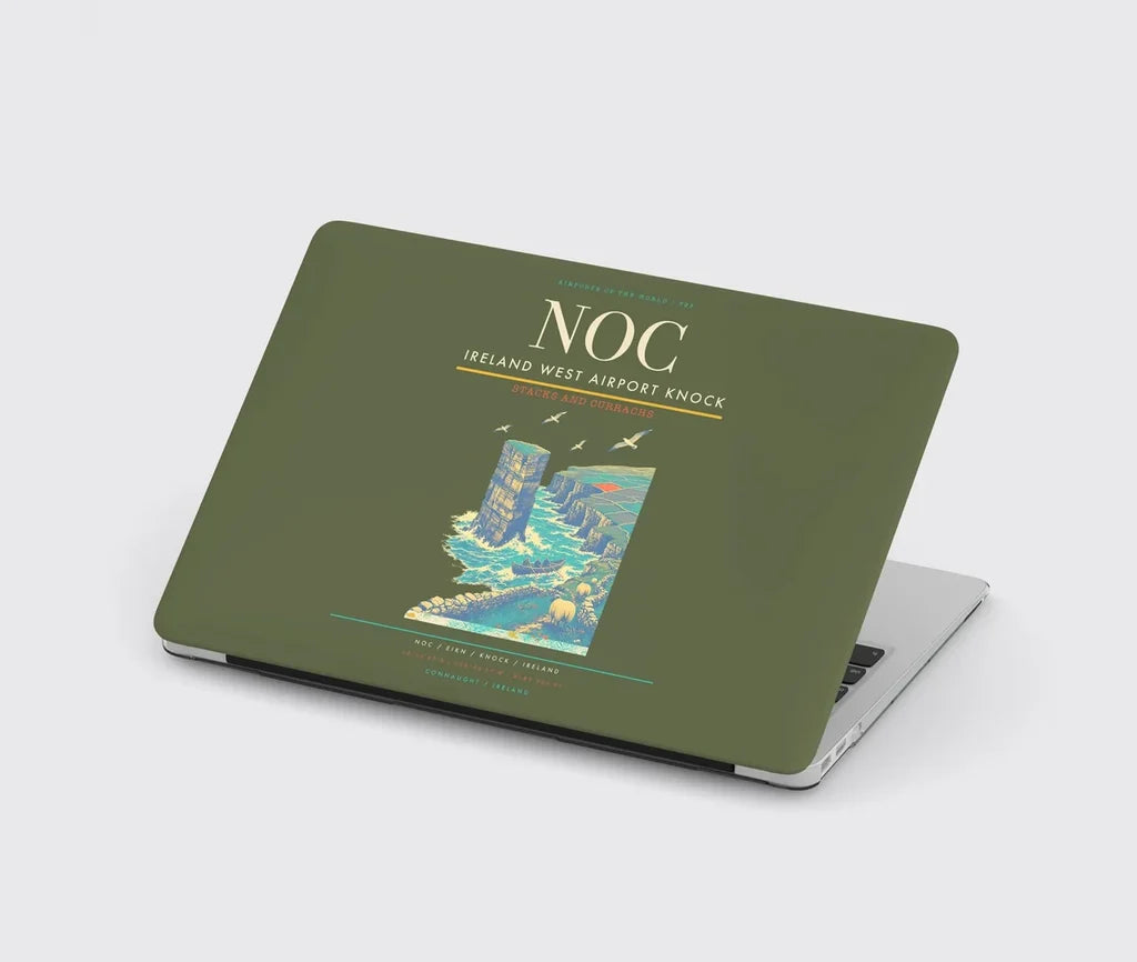 Ireland West Airport Knock (NOC) design on green army MacBook case