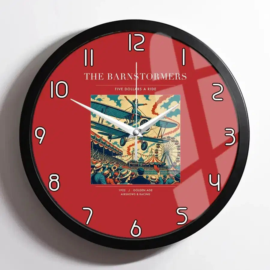 VINTAGE G4017 - The Barnstormers - Designed Wall Clocks design on red framed