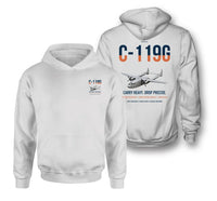 Thumbnail for C-119G Flying Boxcar design on white double-side hoodie, double-side print