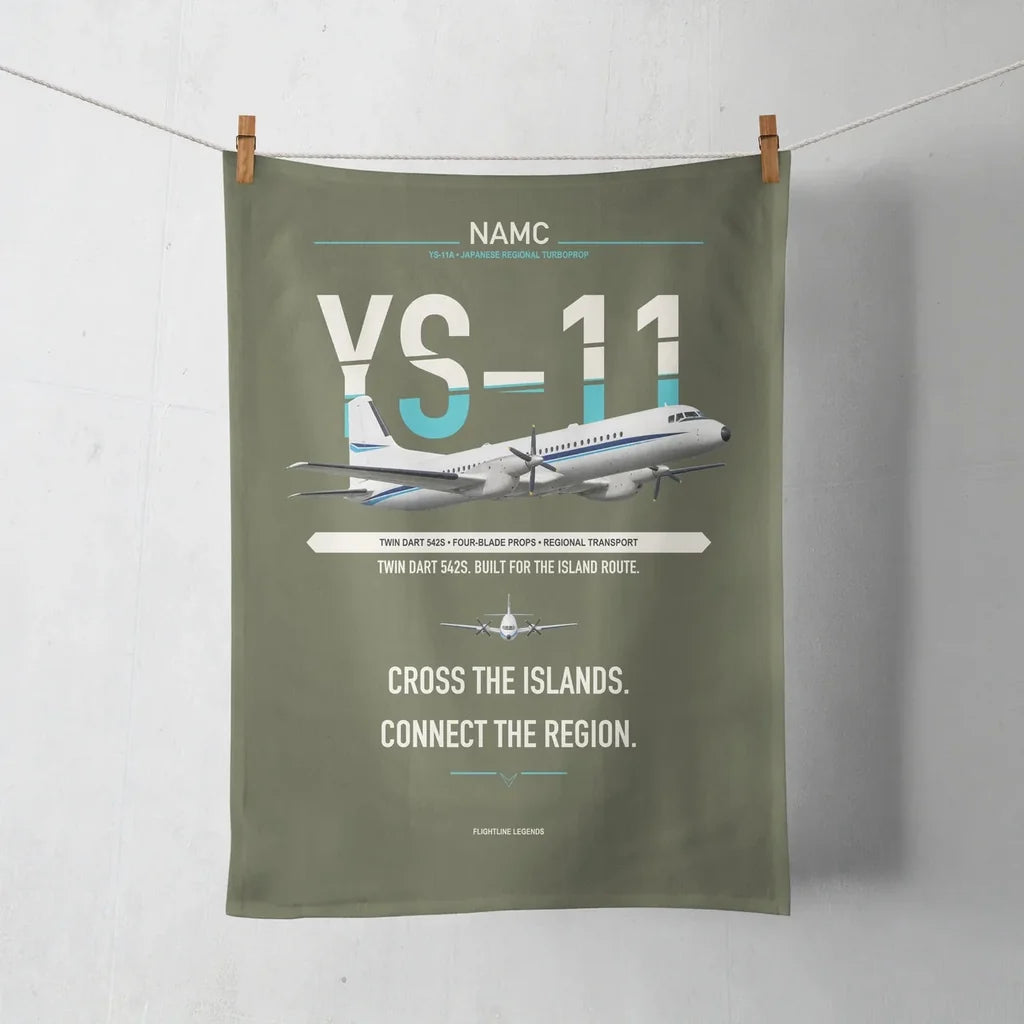 NAMC YS-11A design on green army towel