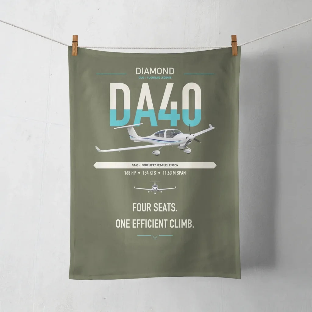 Diamond DA40 design on green army towel
