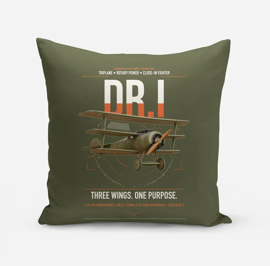 Fokker Dr.I design on green army pillow
