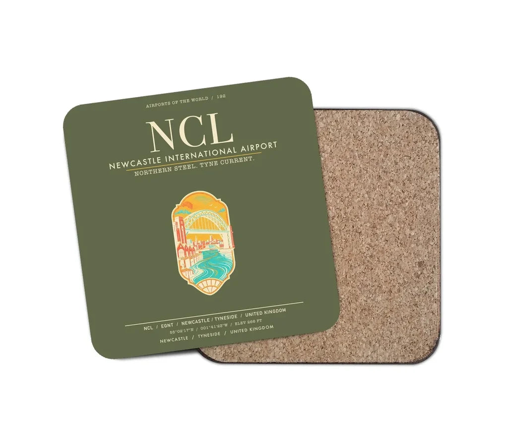 Newcastle International Airport (NCL) design on green army 1 piece coaster