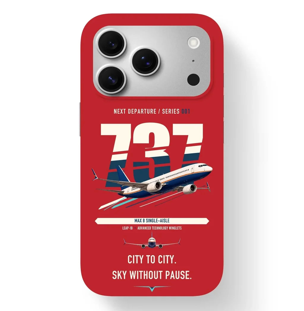 Boeing 737 MAX 8 design on red magsafe iphone case