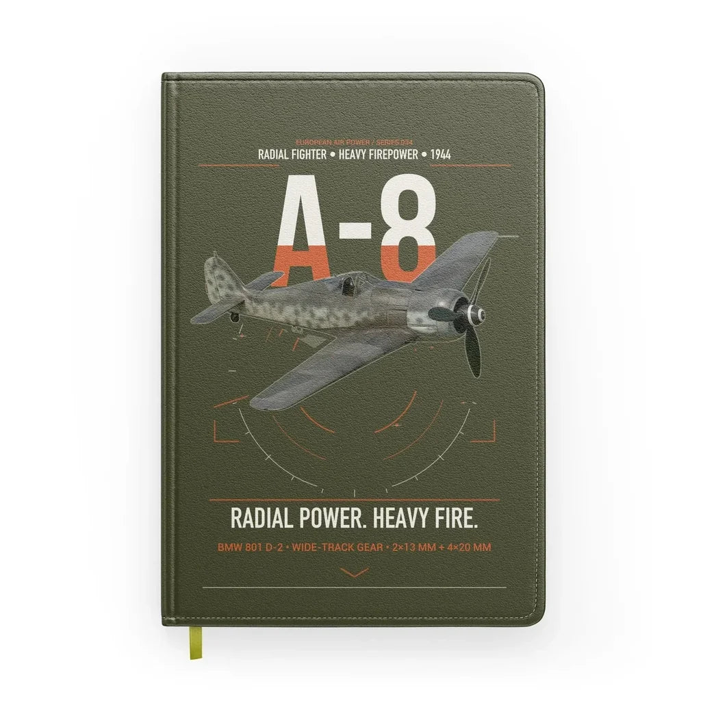 Focke-Wulf Fw 190A-8 design on green army notebook