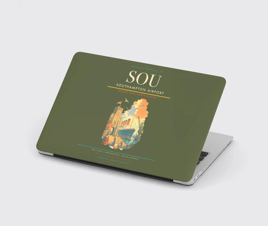 Southampton Airport (SOU) design on green army MacBook case