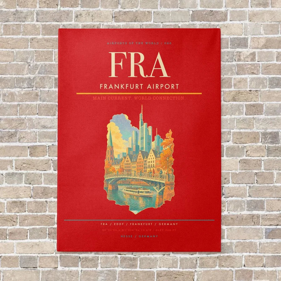 Frankfurt Airport FRA - Canvas Framed - Red