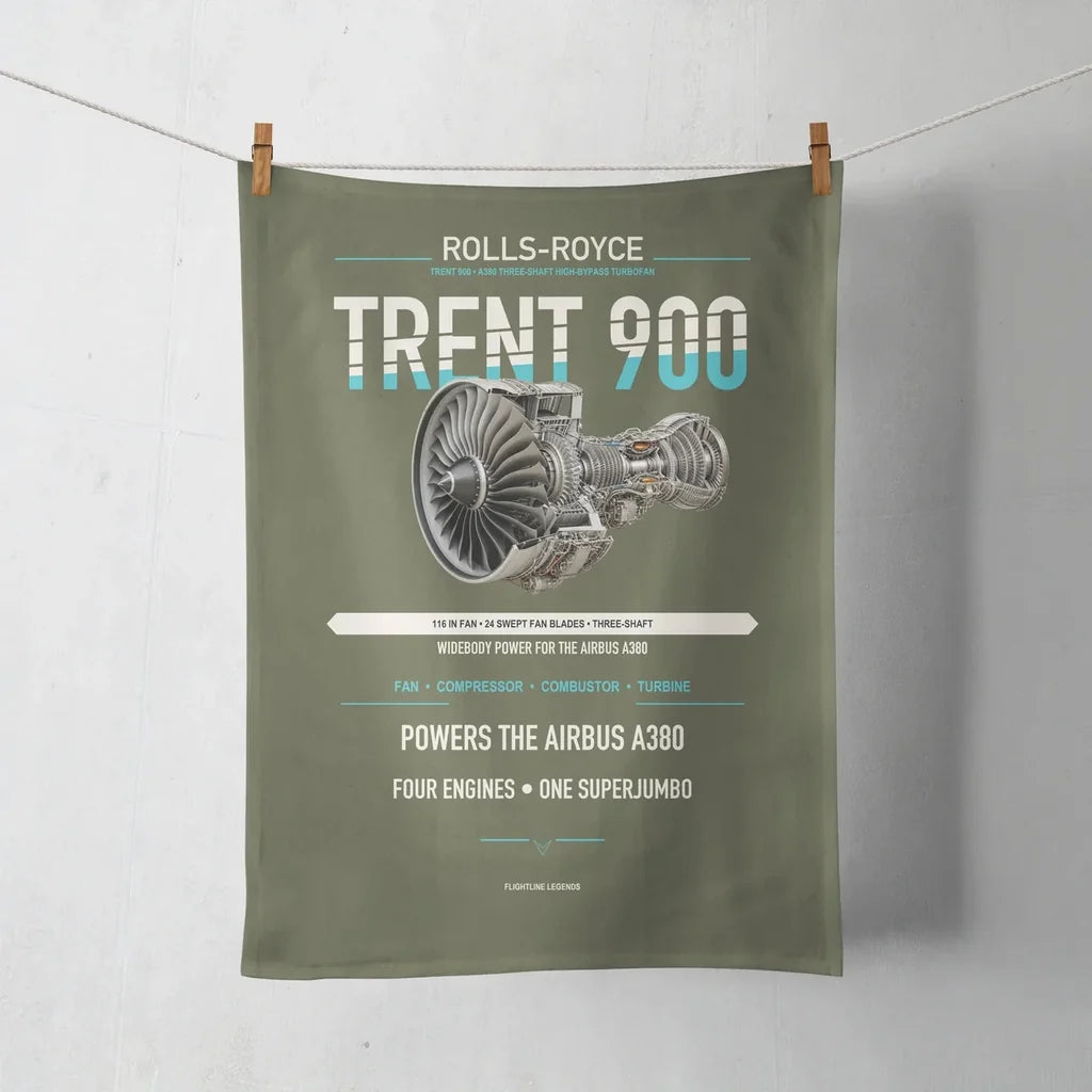TRENT 900 design on green army towel