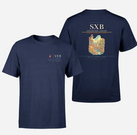 Thumbnail for Strasbourg Airport (SXB) design printed on navy blue double-side t-shirt