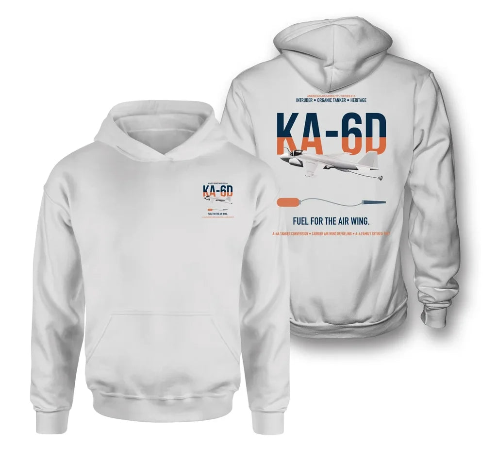 KA-6D Intruder design on white double-side hoodie, double-side print