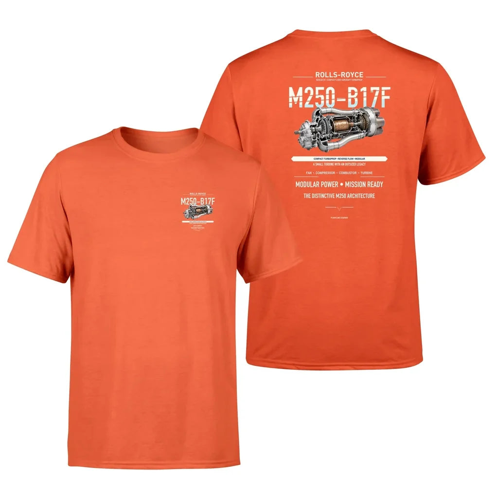 M250-B17F design on orange t shirt