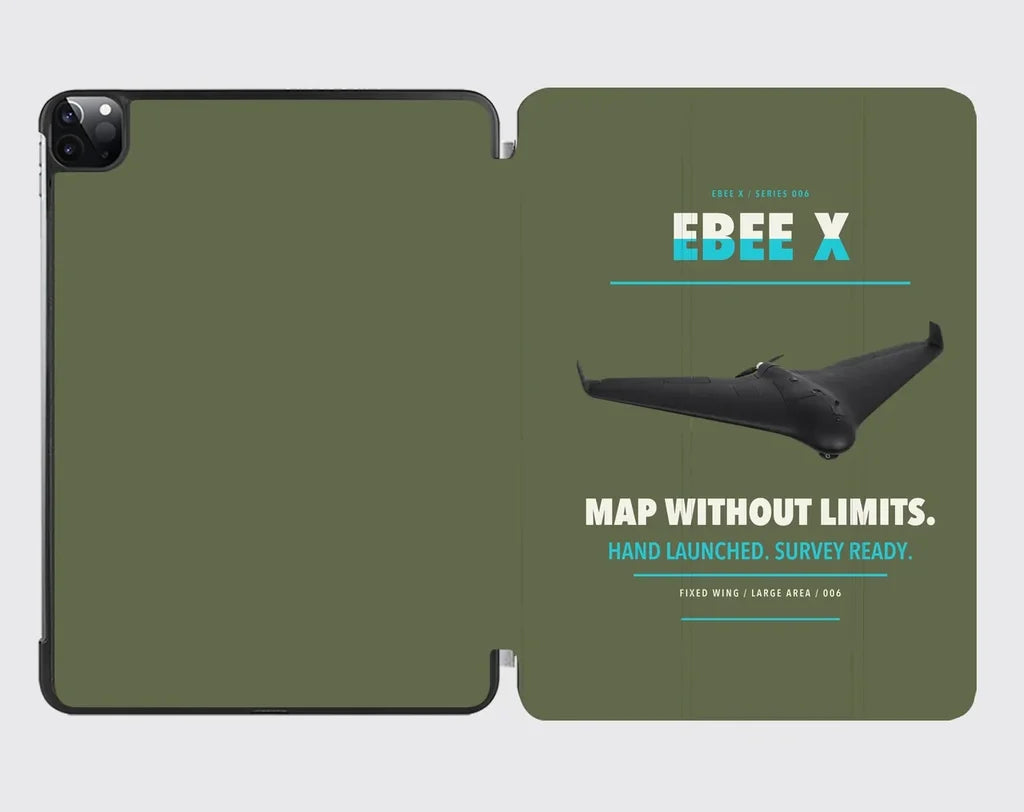 AgEagle eBee X design on green army ipad tablet case