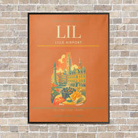 Thumbnail for Lille Airport LIL vertical canvas print - framed - orange background