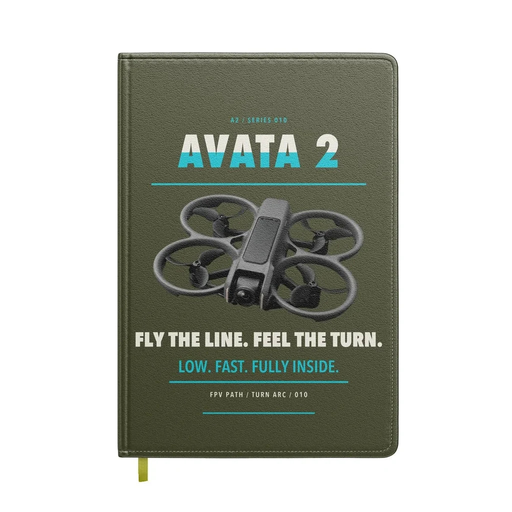DJI Avata 2 design on green army notebook