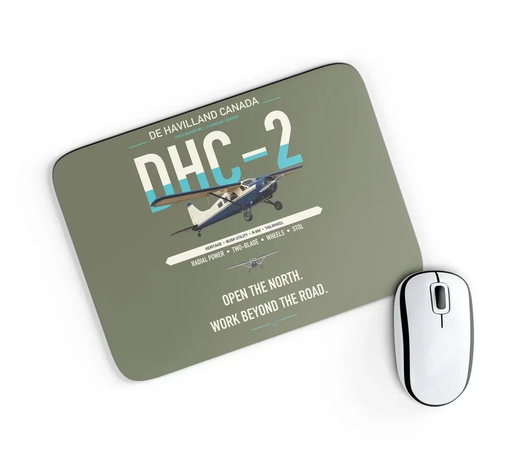 DHC-2 Beaver Mk I design on green army rectangle mouse pad