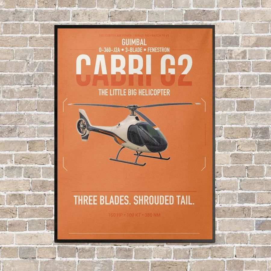 Guimbal Cabri G2 vertical canvas print - framed - orange background