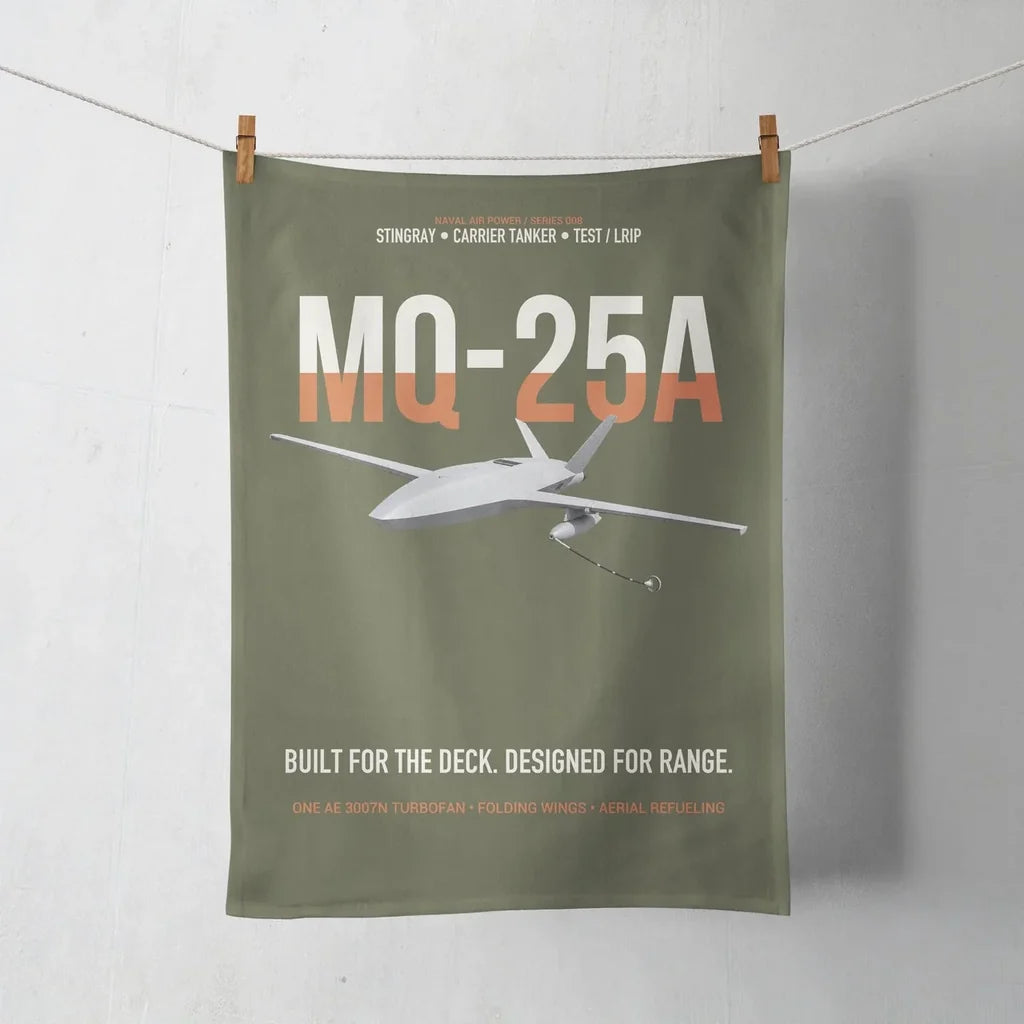 MQ-25A STINGRAY design on green army towel