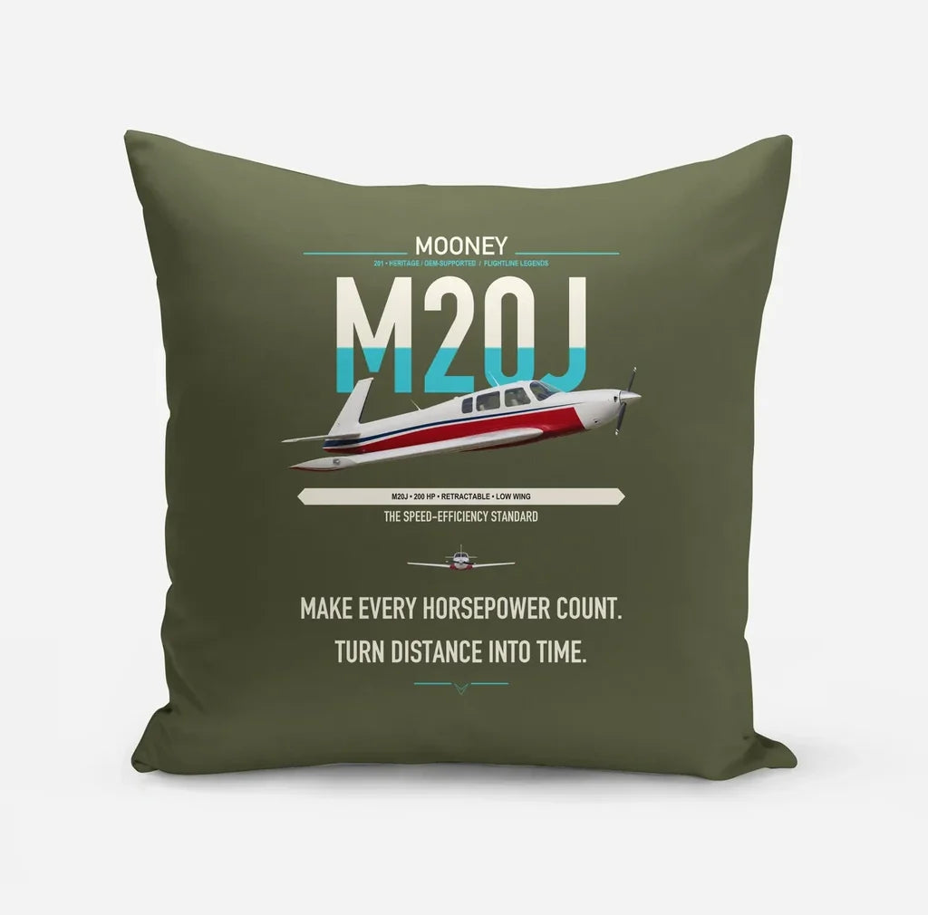 Mooney M20J 201 design on green army pillow