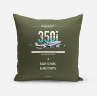 Thumbnail for Beechcraft King Air 350i design on green army pillow