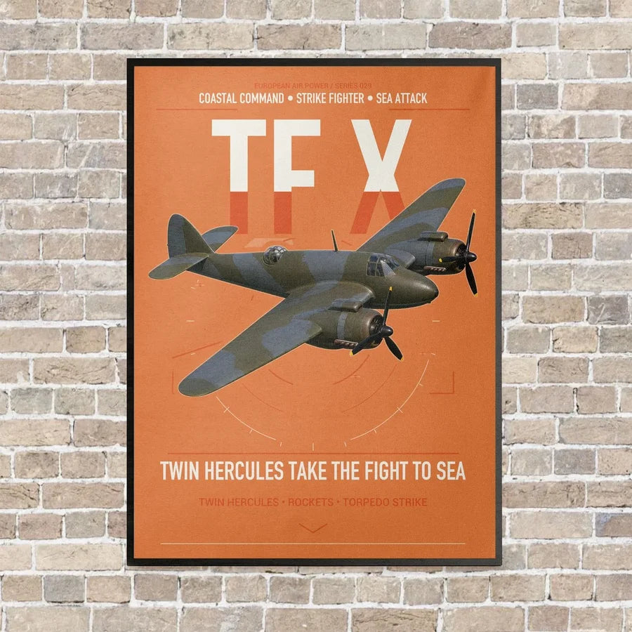 Bristol Beaufighter TF X vertical canvas print - framed - orange background