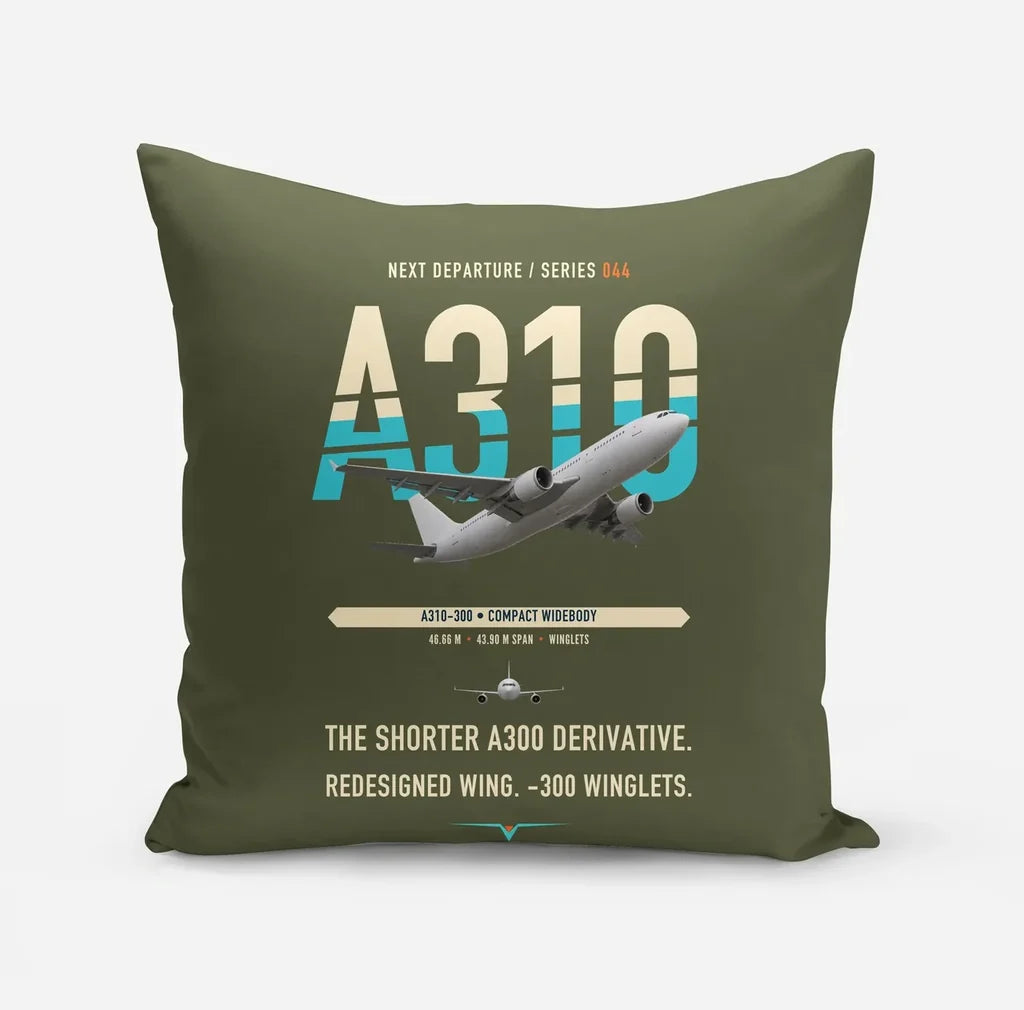 Airbus A310-300 design on green army pillow