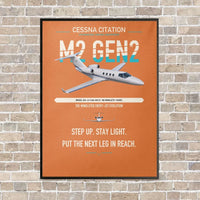 Thumbnail for Cessna Citation M2 Gen2 vertical canvas print - framed - orange background