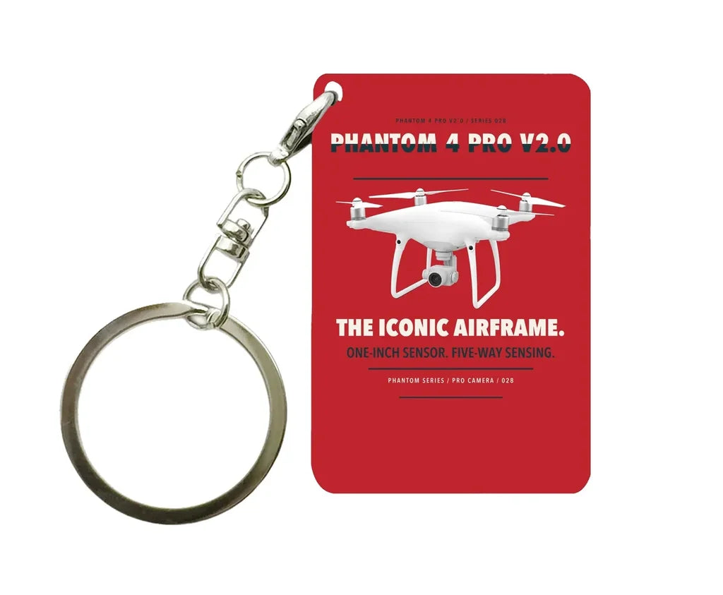 DJI Phantom 4 Pro V2.0 Key Chain design on red key chain
